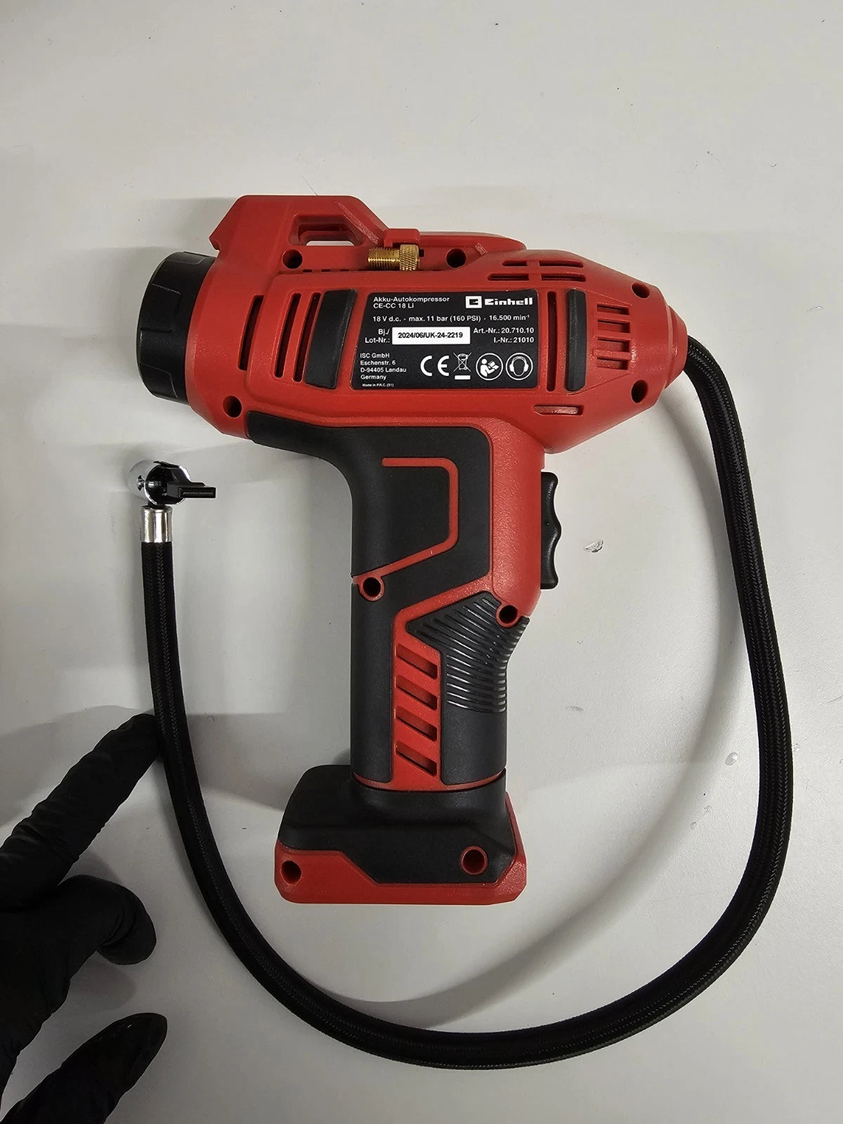 Einhell Cordless Air Compressor 18V Tyre Pump Handheld 11 Bar CE-CC 18 BODY ONLY