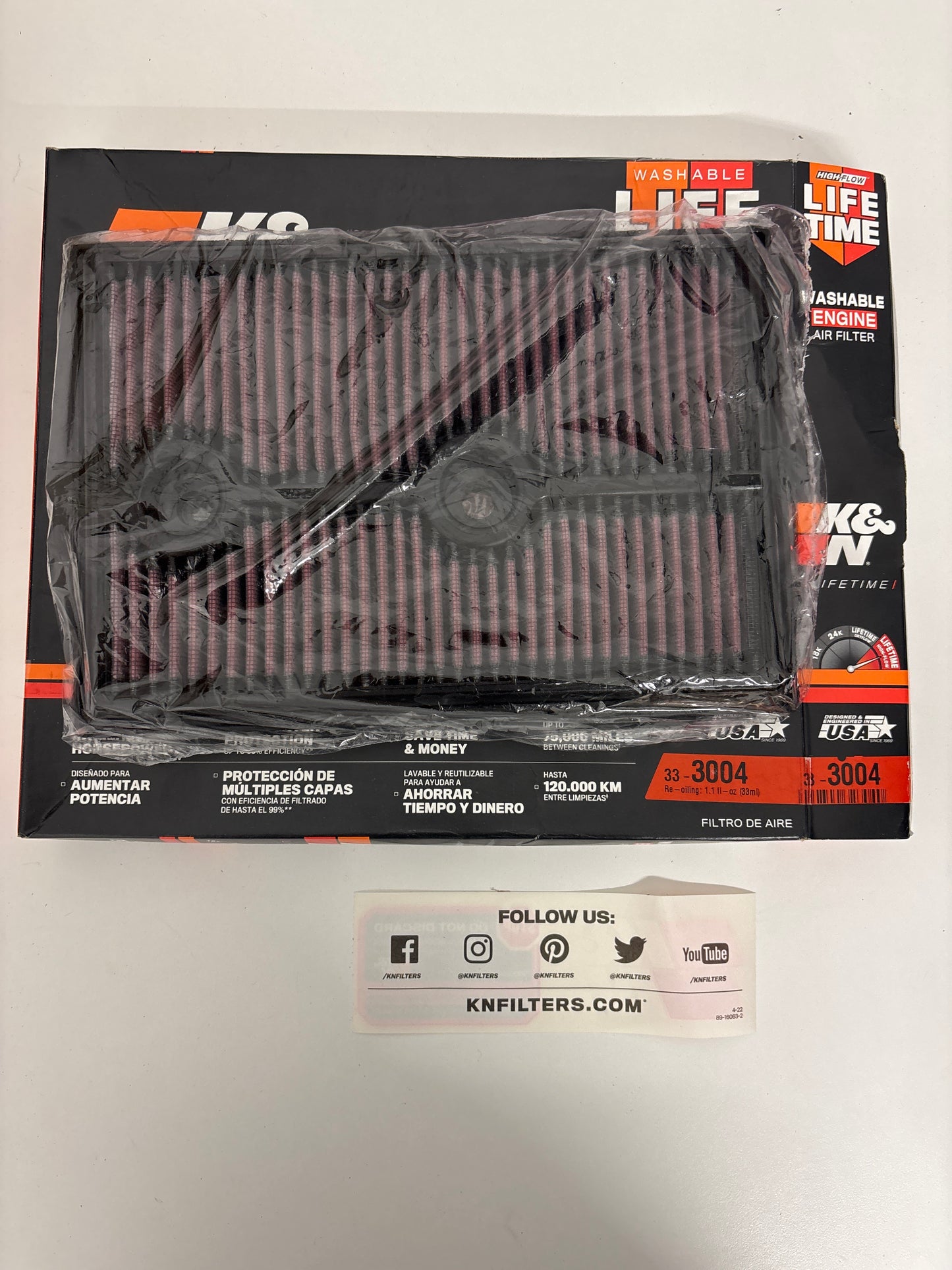 High-flow cotton washable engine air filter