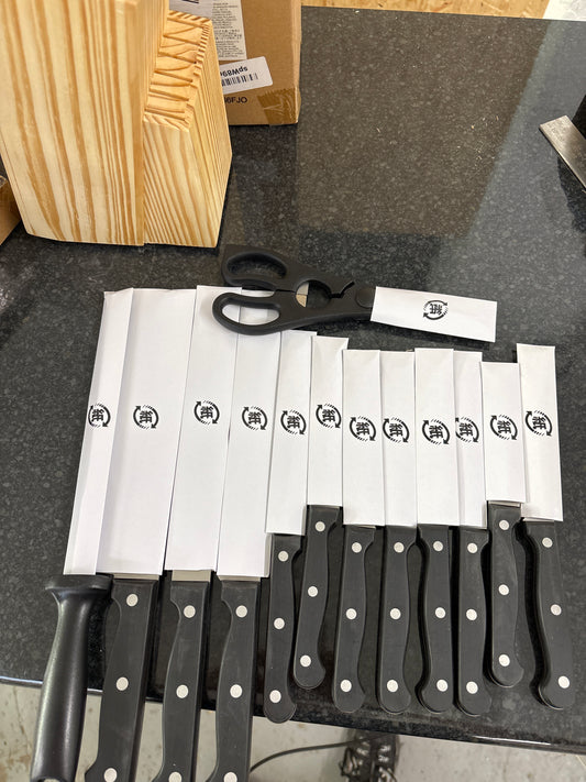 14 piece kitchen knife block set.
