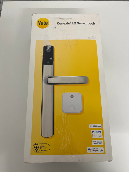 Yale Conexis L2 Smart Door Lock [NO Subscription Required] Remote Access from Anywhere, Anytime, No Key Needed, Works with Alexa, Google Assistant and Philips Hue - Chrome