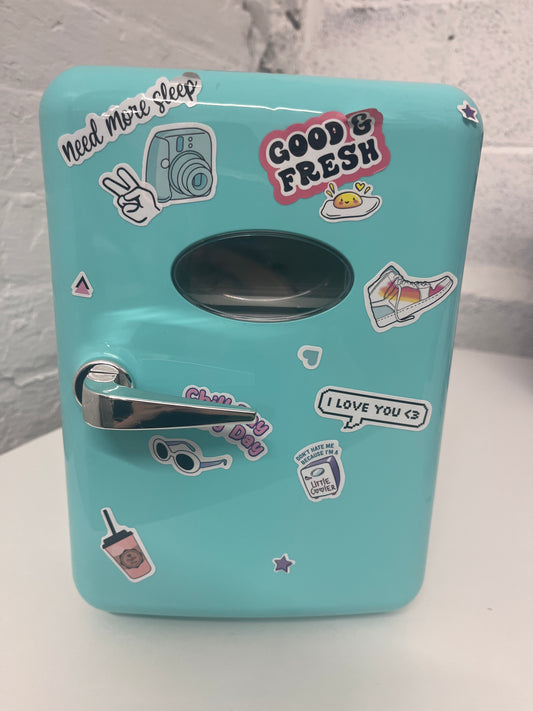 So Chill Mini Fridge, Gamers, Students, Home/Car Trips/Hangouts + More, USB Powered, Stickers Included, 4L/6 Cans