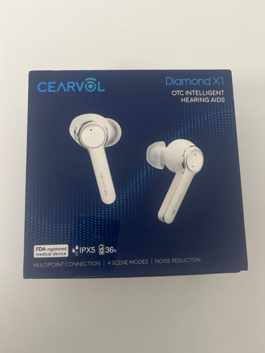 Cearvol OTC Hearing Amplifiers for Adults with Bluetooth Customizable App Streaming Ability iOS Android App Rechargeable with Portable Charging Case for Mild to Moderate Hearing Loss (White)