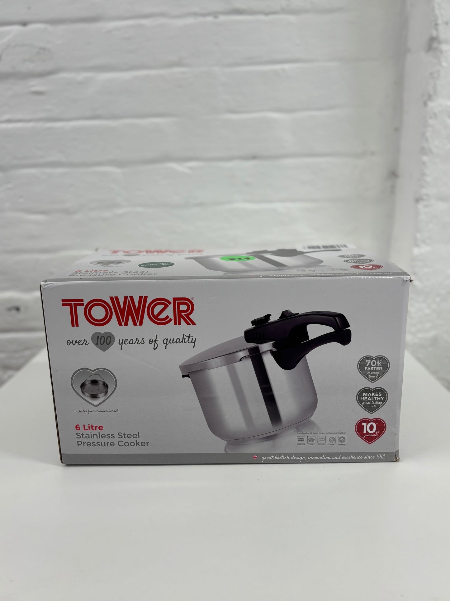 Tower T80245 Stainless Steel Pressure Cooker with Steamer Basket, 3 Litre, Stainless Steel, Silver