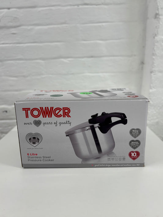 Tower T80245 Stainless Steel Pressure Cooker with Steamer Basket, 3 Litre, Stainless Steel, Silver