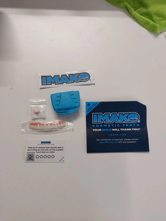 Imako Cosmetic Teeth 1 Pack. (Large, Bleached) Uppers Only- Arrives Flat. Fit at