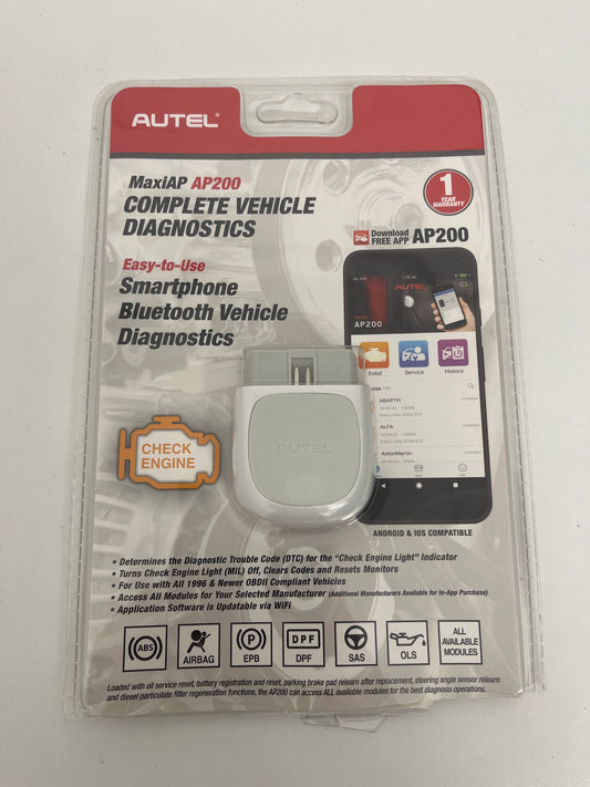 Autel AP200 Bluetooth OBD2 Scanner, Code Reader with Full Systems Diagnoses and 19 Service Functions, Vehicle Scan Tool for iPhone & Android Devices, Mini Size Version of MK808 Diagnostic