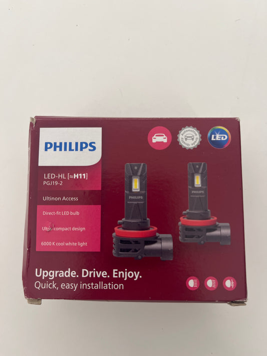 Philips Ultinon Access LED car headlight bulb (H11), ultra-compact direct-fit, 80%, 6.000K, set of 2