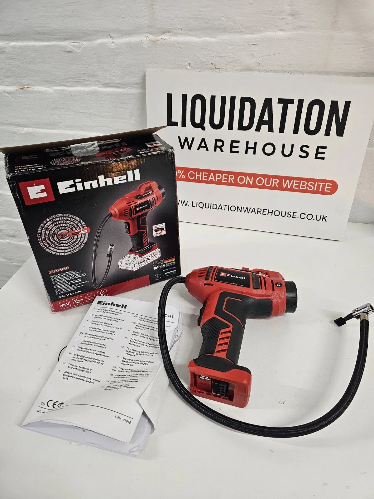 Einhell Cordless Air Compressor 18V Tyre Pump Handheld 11 Bar CE-CC 18 BODY ONLY
