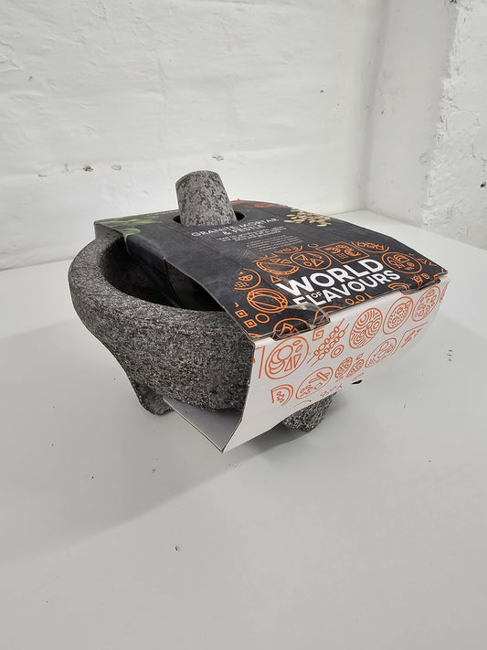KitchenCraft World of Flavours Mexican Pestle and Mortar Set, Natural Granite, 2cm (8''), Grey